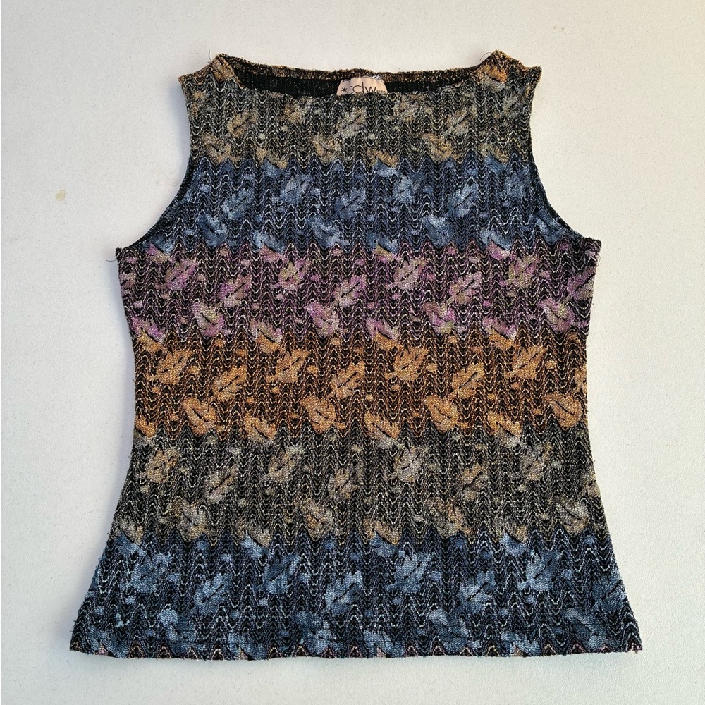 Vintage 90’s Multicolour Tapestry Woven Fitted Top - Picture 1 of 6